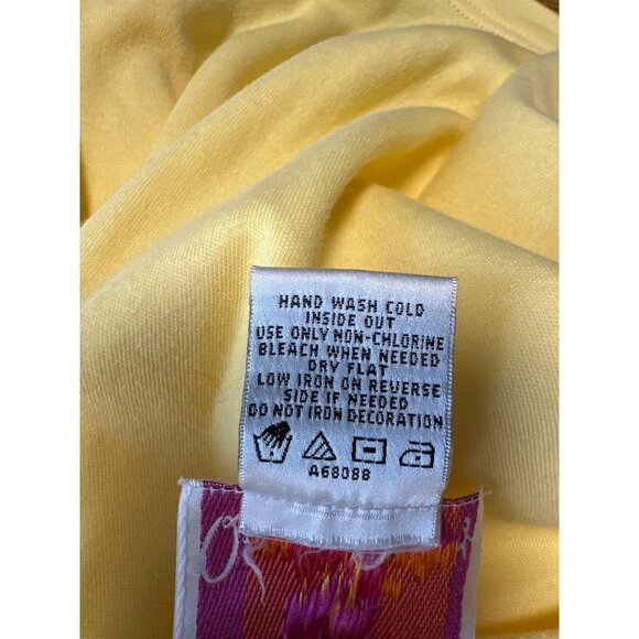 Quacker Factory Yellow Scoop Neck Top W/ Rhinestone & Grommet Design Size 2X - Picture 9 of 10